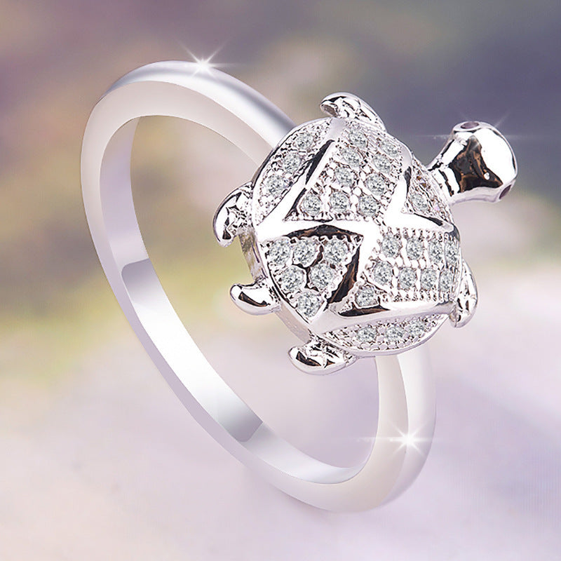 Geometric Copper Turtle Ring Gold Plated Zircon Gems Couple Ring Wedding Ring Electroplated Fashion Jewelry Up