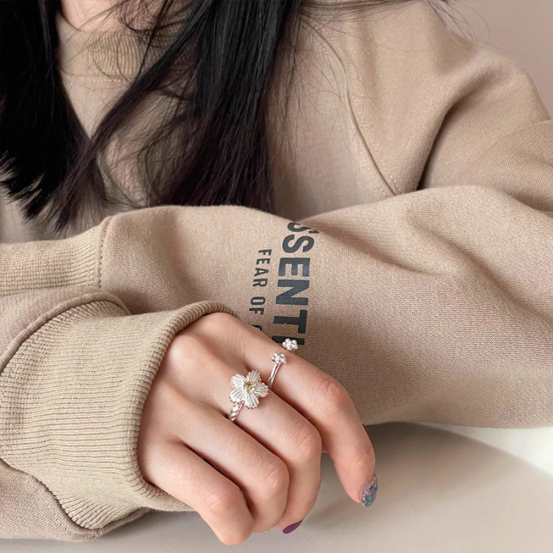 Adjustable Copper Flower Ring For Women Elegant Everyday