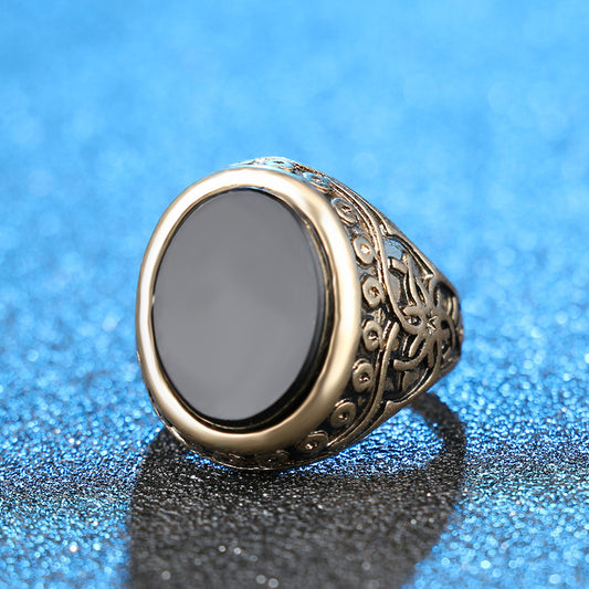 Womens Vintage Ring With Gemstone Inlay Fashion Geometric Design Ring Thai Silver Alloy Ring Hand Ornaments Artificial