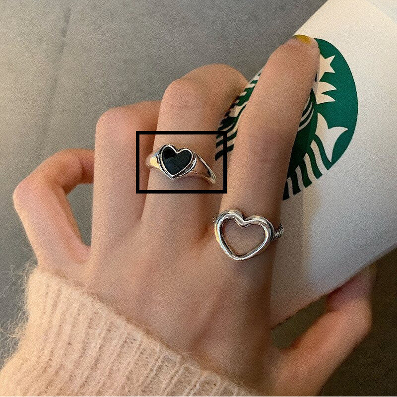 Vintage Heart Ring Electroplated Alloy Hollow Heart Jewelry
