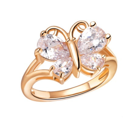 Womens Sterling Silver Butterfly Ring With Colorful Crystal Gems Mosaic Design Fashion Jewelry Butterfly Rings