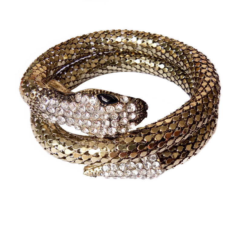 Womens Snake Bracelet Multi Strand Rhinestone Bangle Electroplated Metal For Anniversary Birthday Celebrations