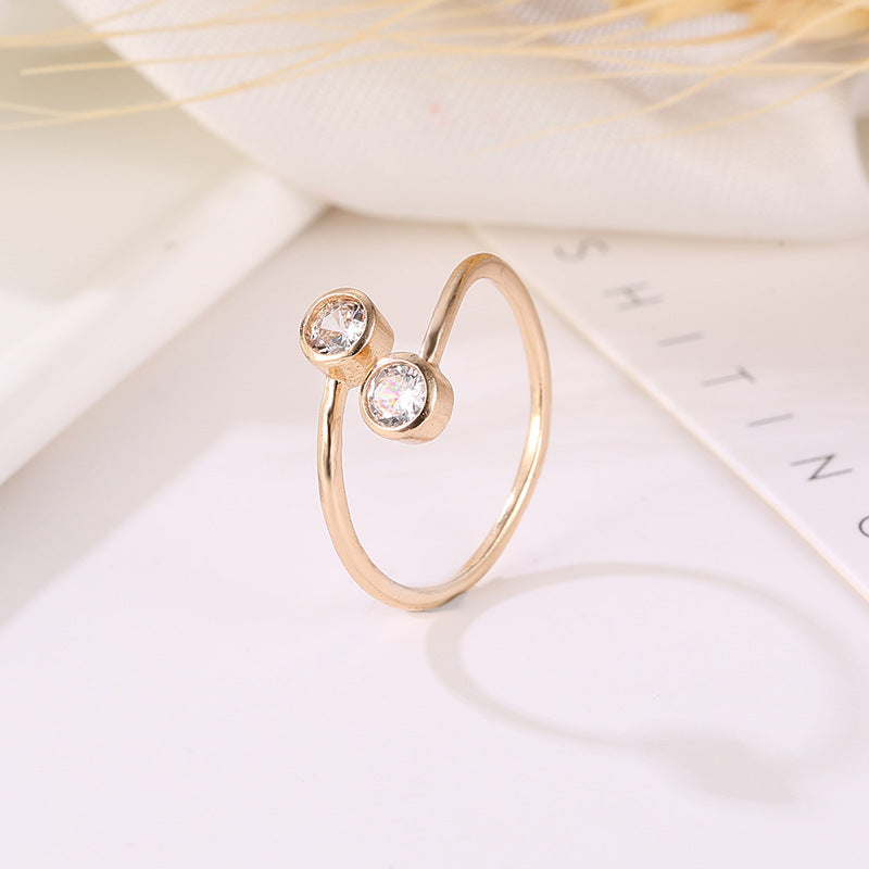 Copper Ring Geometric Band Inlaid Zircon Stones Electroplated Jewelry Ring Durable Elegant Fashion Accessories