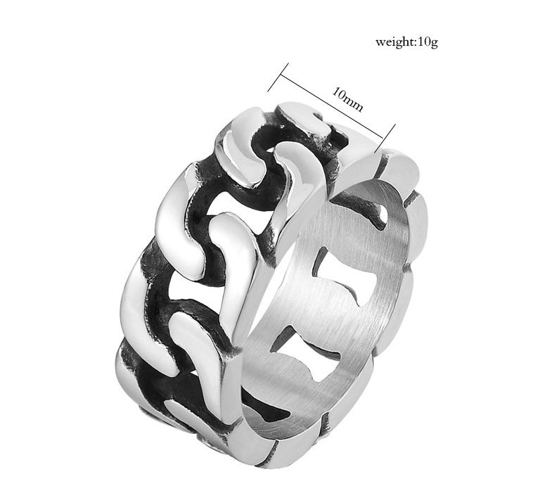 Stainless Steel Punk Chain Ring Non Mainstream Style Size 6 7 8 9 10 11 12 US Jewelry Accessory Fashion Styles