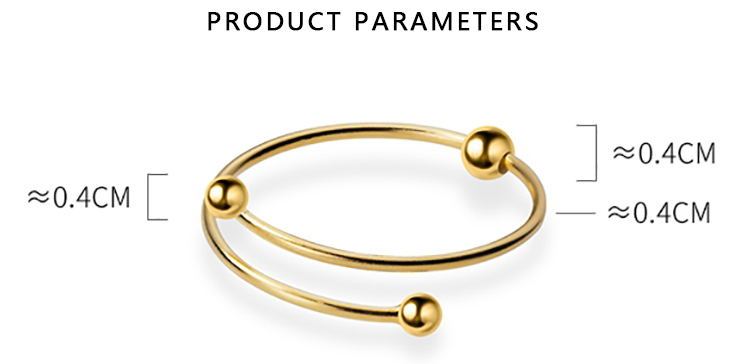925 Sterling Silver Adjustable Ring For Women Trendy Beaded Design No Fade Gold Plated Fine Jewelry Gift Luster