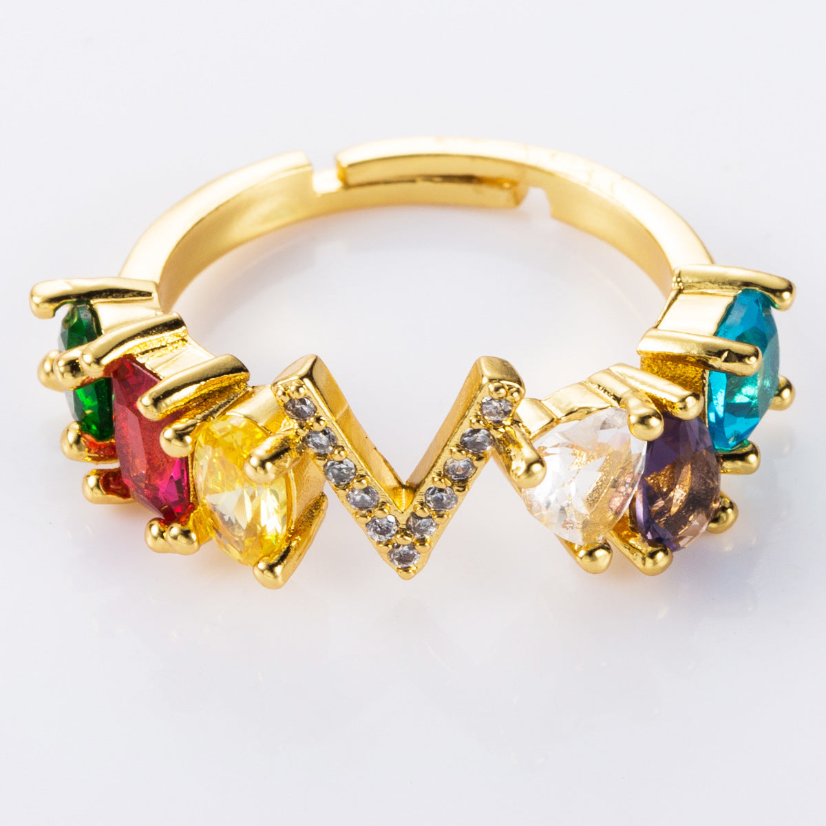 26 letters micro inlaid zircon letter ring