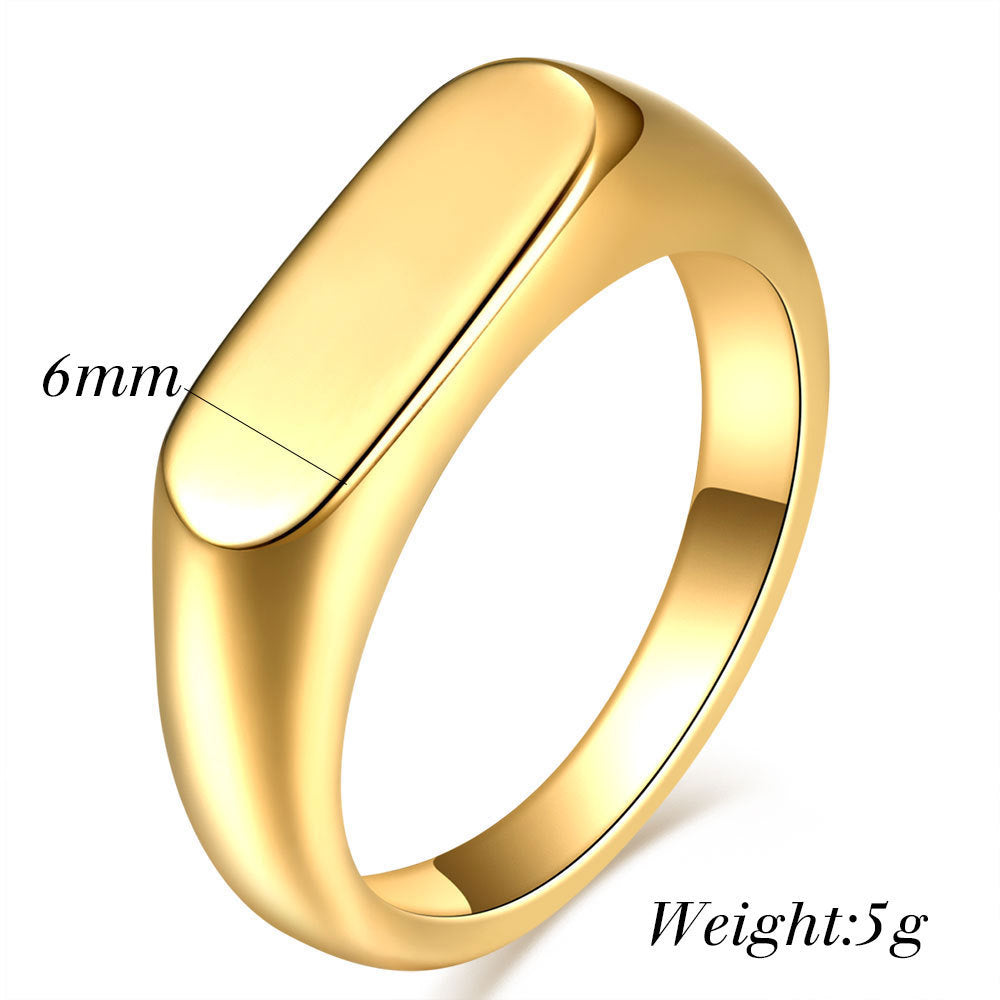 Womens Ring Vintage Simple Titanium Steel Electroplated Geo Durable Fashion Jewelry Versatile Modern Accessory