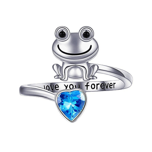Adjustable Alloy Frog Ring Gold Plated With Inlaid Gemstones Open Design Animal Theme Jewelry For Women Gift Ready