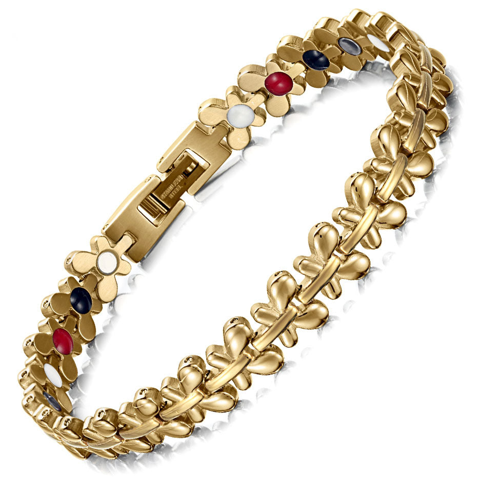 Womens Titanium Steel Magnetic Bracelet Elegant Jewelry Design Four In One Stainless Steel Bracelet Fade Resistant