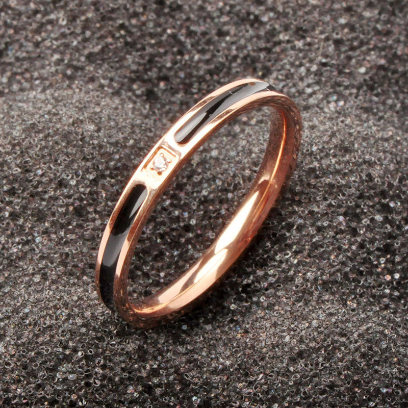 Rose Gold Titanium Steel Ring Geometric Simple Jewelry Gift