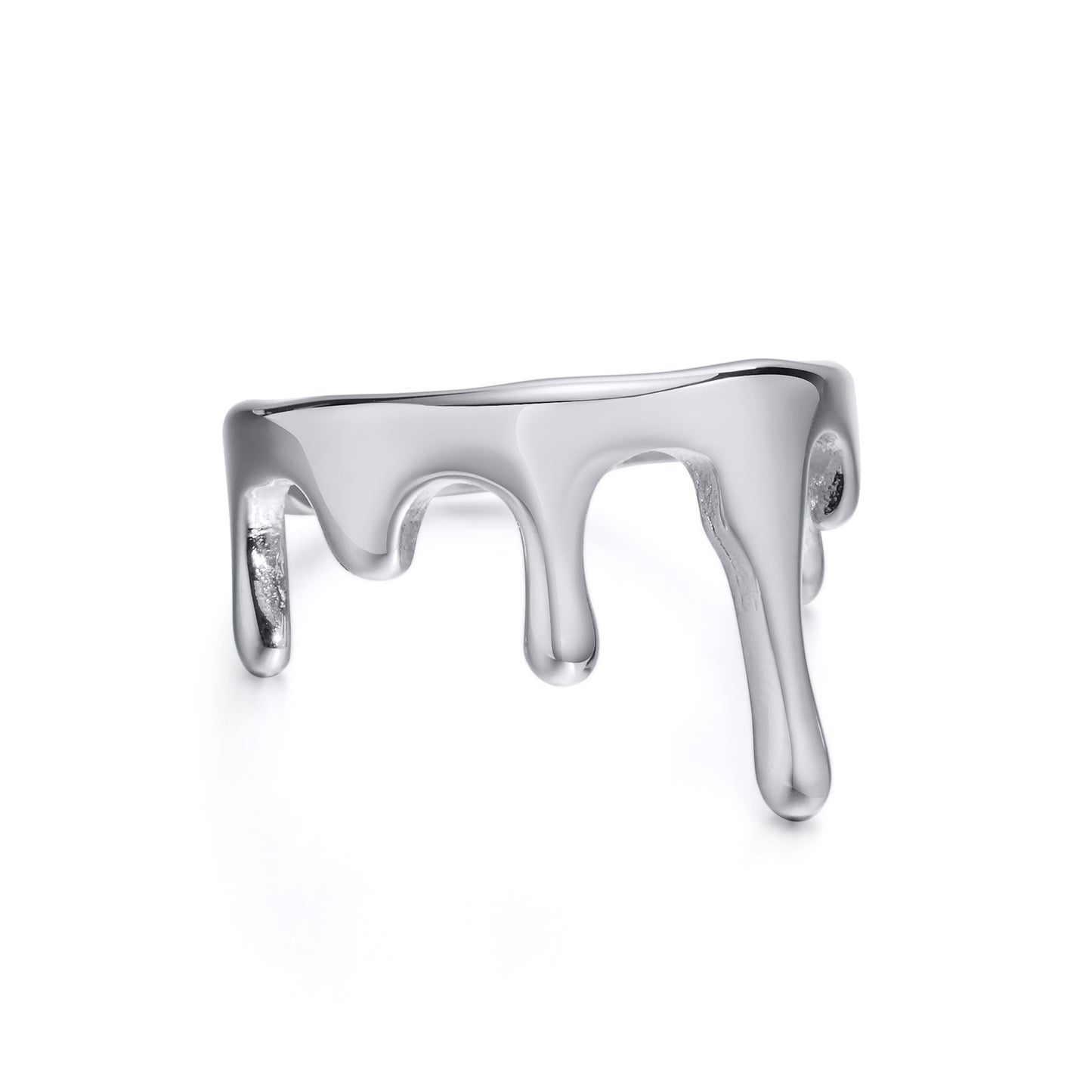 Titanium Steel Ring Flowing Water Droplets Irregular Geometric Electroplated Gold And Steel Coloring Size 6 7 8