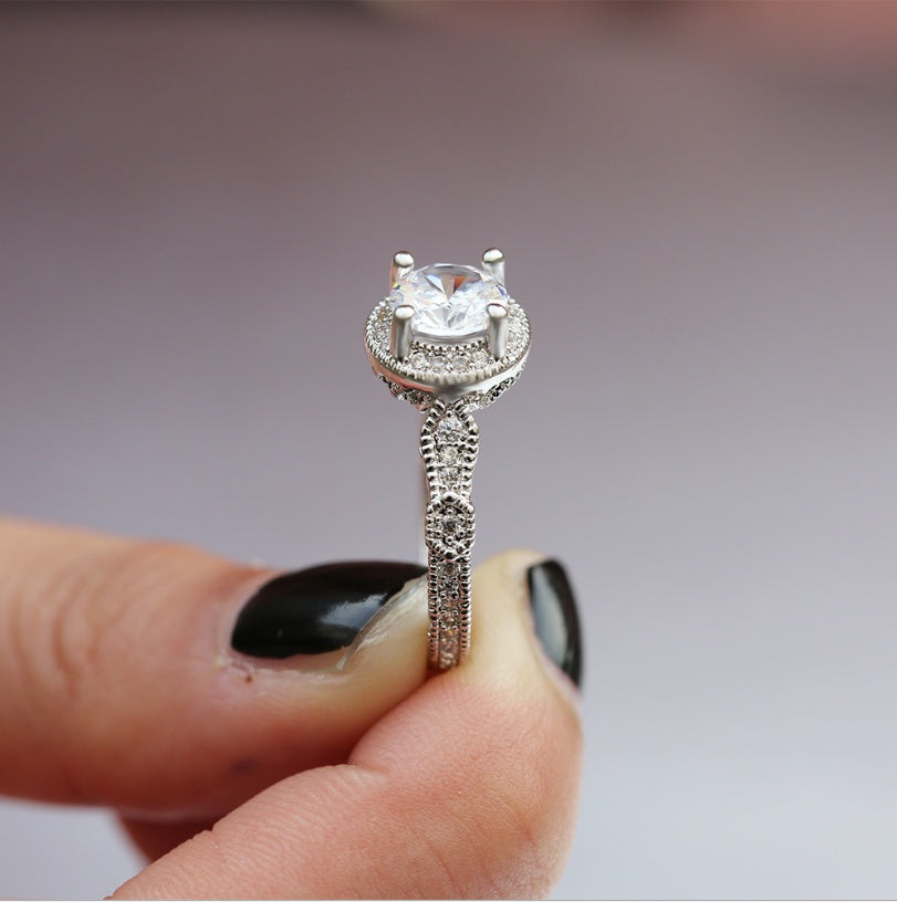 Heart And Arrow Zircon Ring For Women European American Style Gold Plated Fine Jewelry Travel Gift Ultra Shine