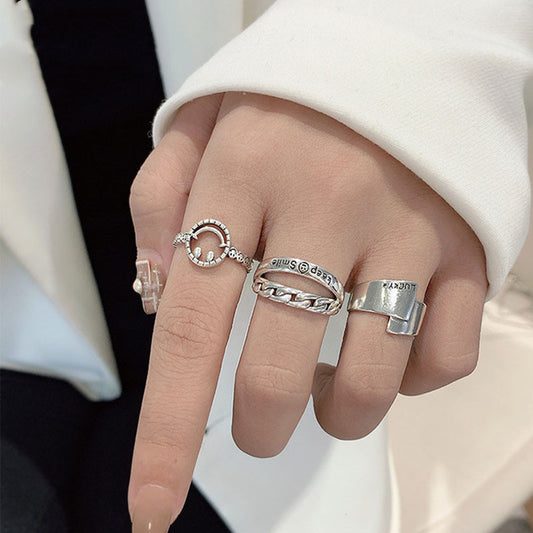 Adjustable Opening Ring Silver Plated Doll Design Korean Inspired Women Jewelry Birthday Gift Elegant Unique Durable
