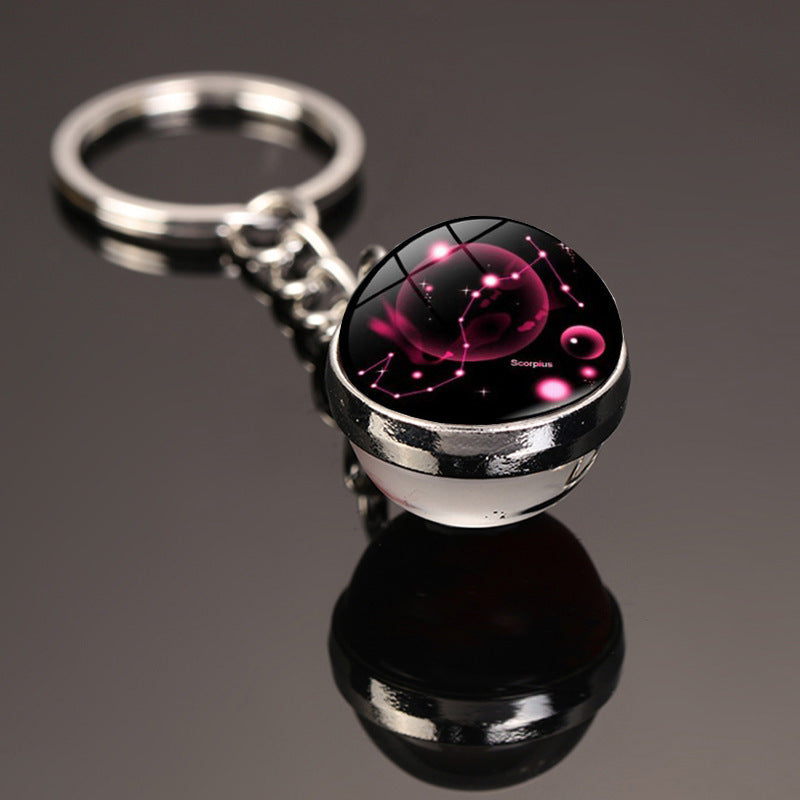 Zodiac Constellation Keychain With Glass Gemstone Alloy