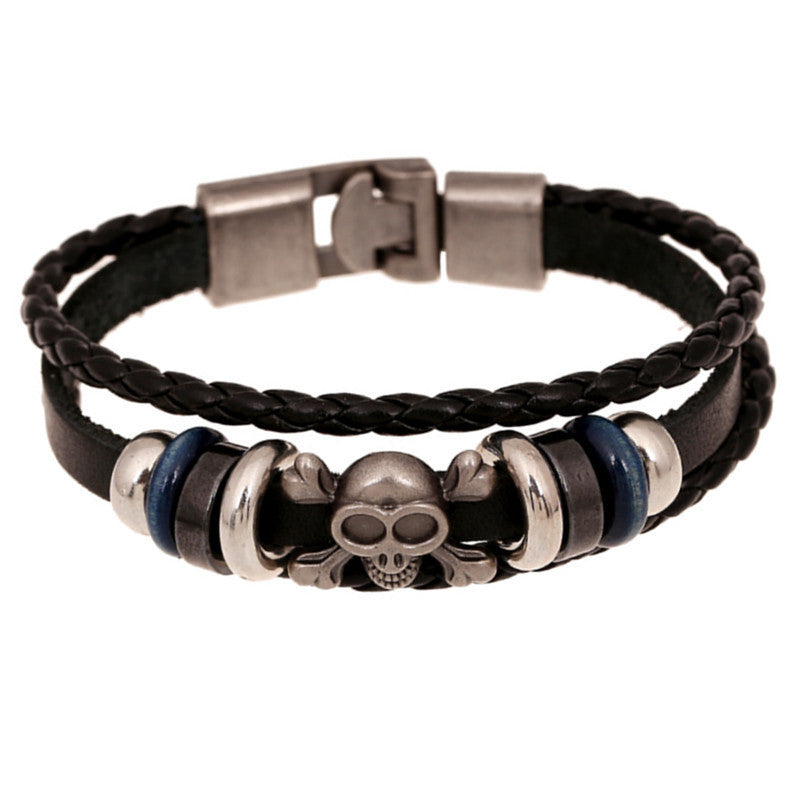 Womens Vintage Leather Skull Bracelet Handmade Retro Design Jewelry Wristband Gift For Women High Quality Chic Style
