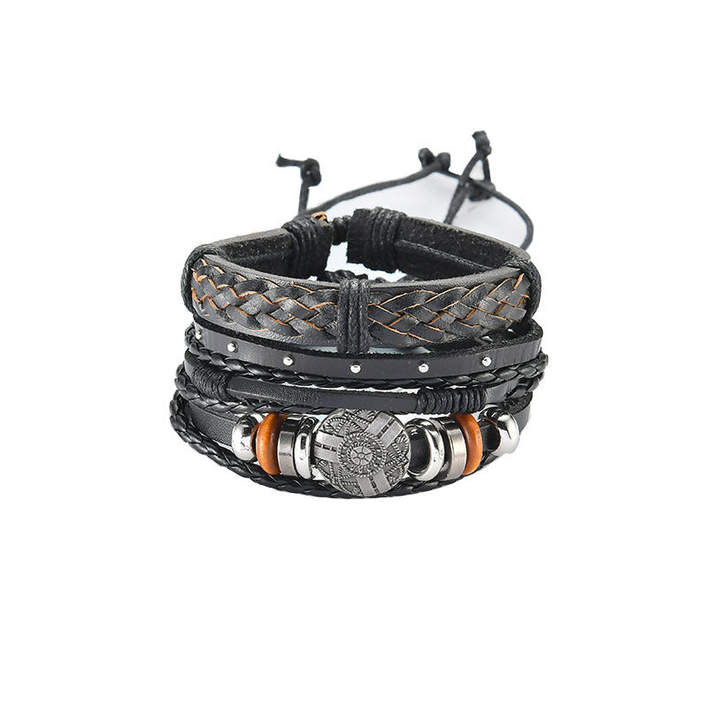 Unisex Woven Leather Bracelet Handmade Geometric Design Travel Gift Anniversary Present Employee Appreciation