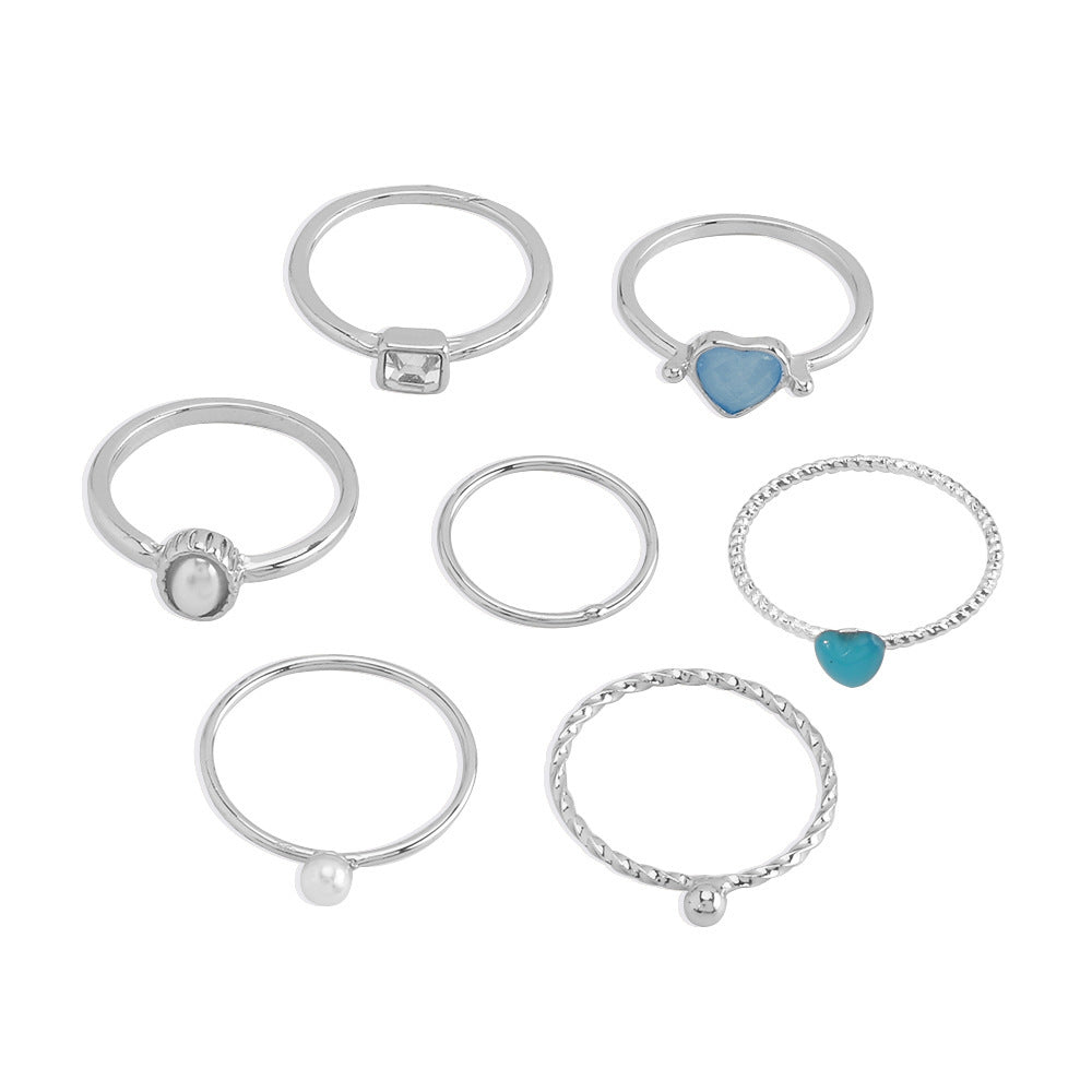 Womens Imitation Pearl Ring With Alloy Diamond Retro Geometric Design Elegant Daily Wear Statement Jewelry High Quality