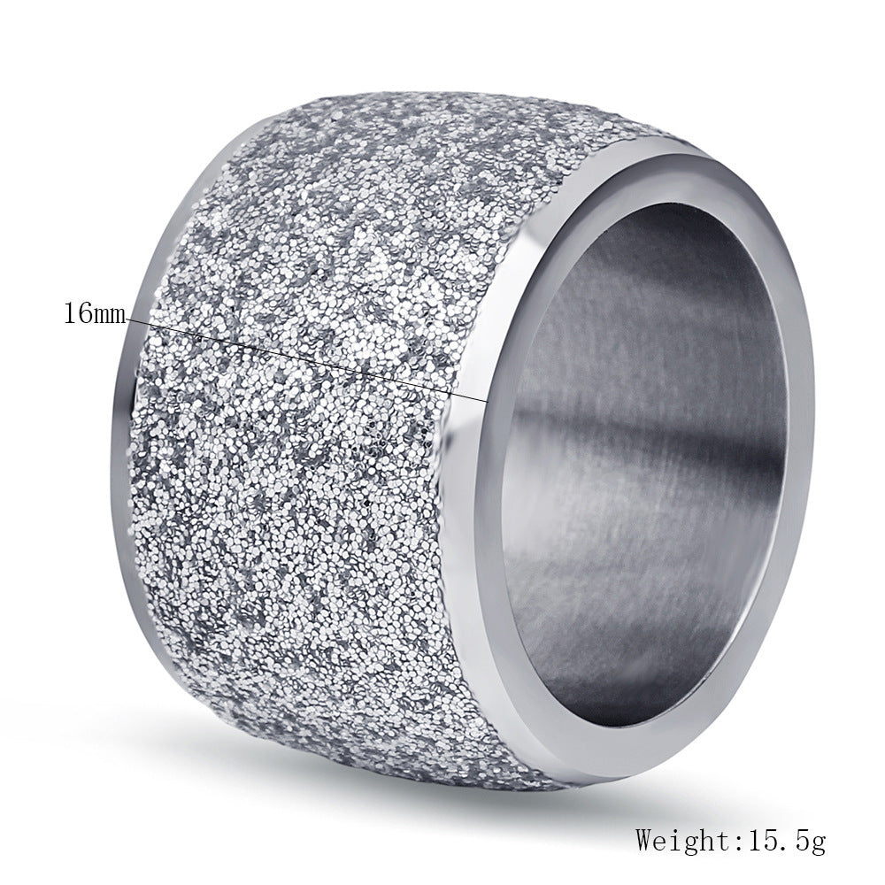 Womens Titanium Steel Frosted Ring Fashion Accessory