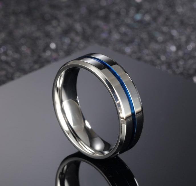 Blue Titanium Steel Ring 8mm For Men Smooth Finish Jewelry Size 7 To 12 Durable Comfortable Band With Modern Design