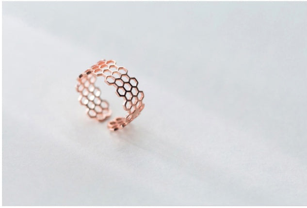 Women's 925 Silver Ring Korean Rose Gold Simple Hollow Band Ring For Women Advertising Promotion Gift Fashion