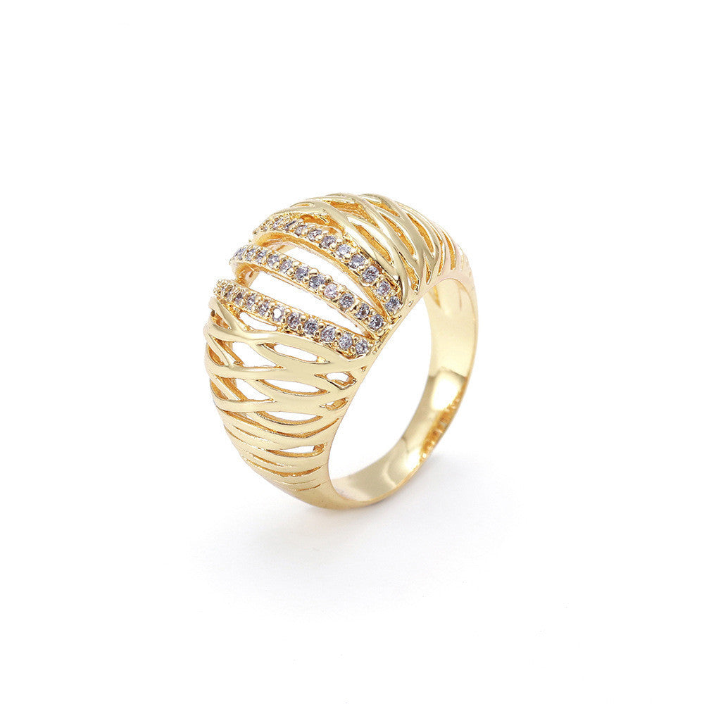 Zirconia Ring Birds Nest Shaped Geometric Copper Electroplated Fashion Jewelry For Daily Wear Special Occasions
