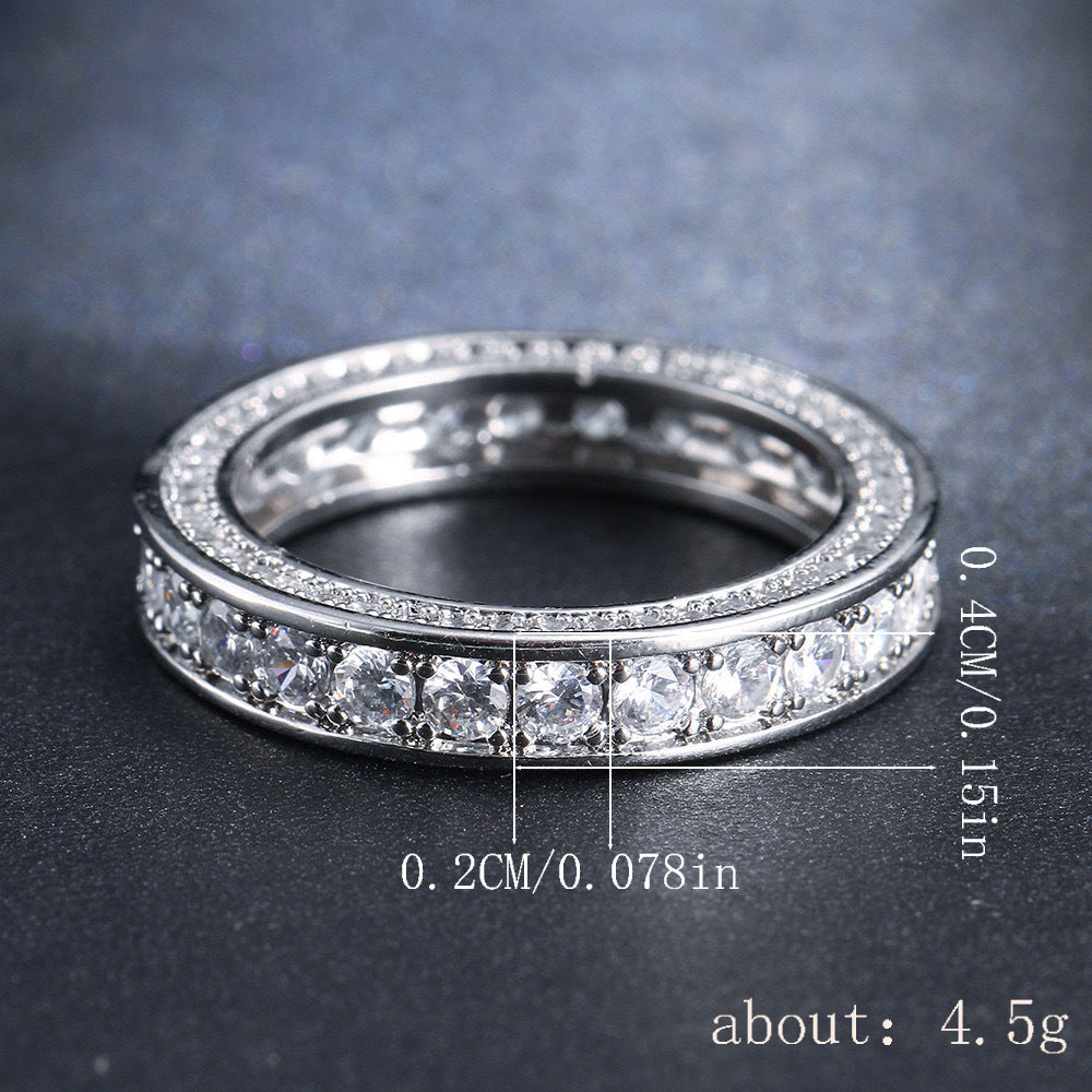 18K Gold Plated Zircon Ring For Women Full Circle Copper Band Durable Elegant Fashion Jewelry Gift For Her Always