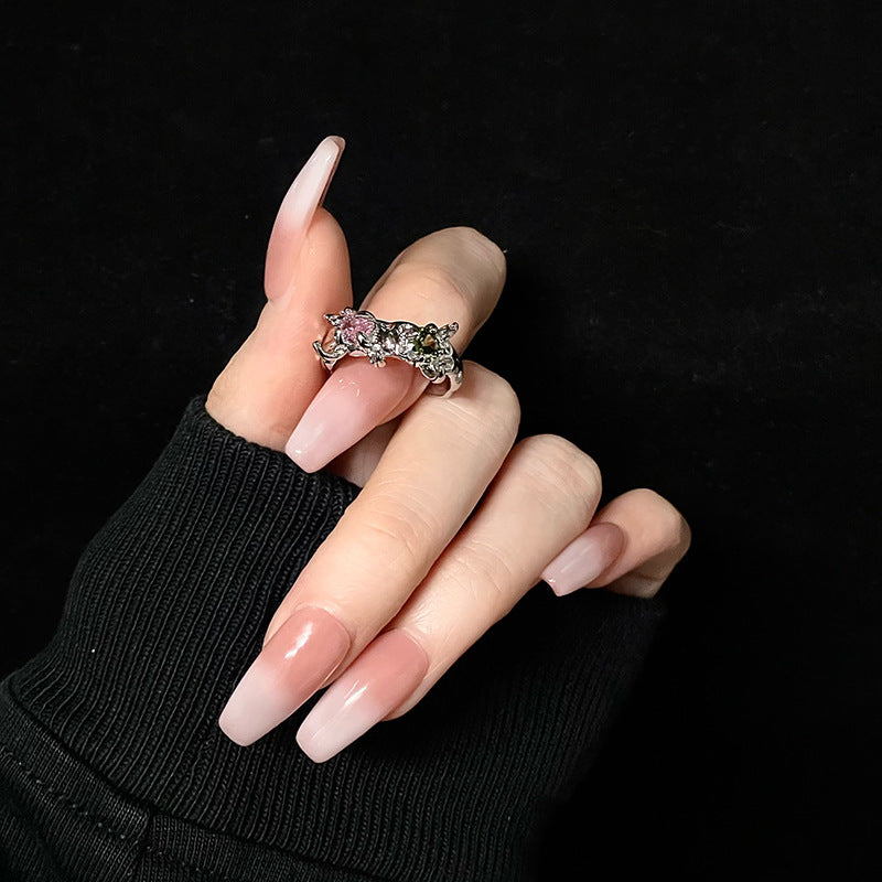 Butterfly Zircon Copper Ring Adjustable Opening for Women Elegant Fashion Jewelry Gift Accessory Timeless Look