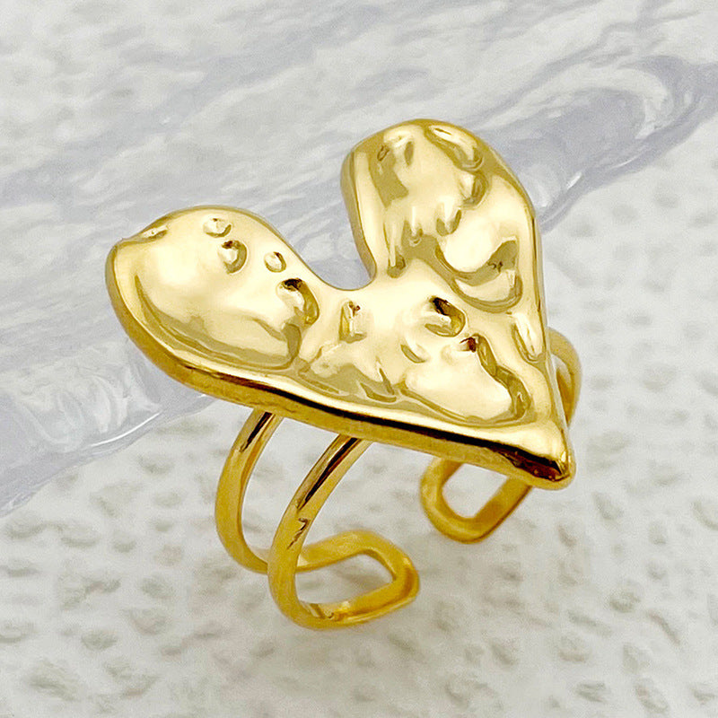 Womens Stainless Steel Ring With Heart Flower Star Pattern