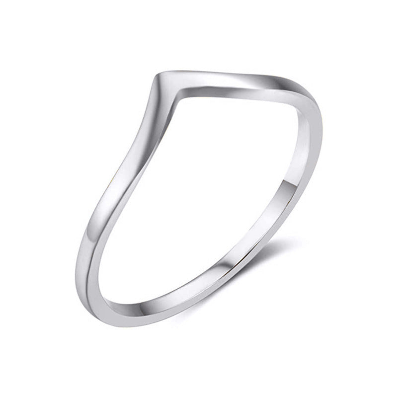 Womens Titanium Steel Ring Electroplated Geometric Ring Irregular Round Tapered Elements Mountain Shape Design