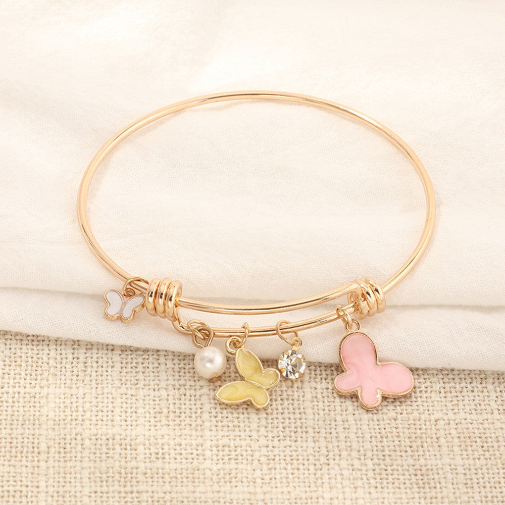 Butterfly Flower Delicate Bracelet Electroplated Alloy Fashion Jewelry Adjustable Chain Floral Charm For Women Style