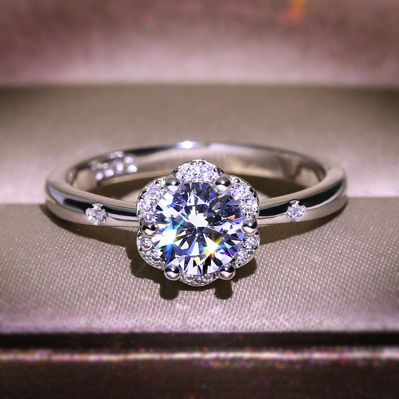 Simulated Diamond One Carat Ring For Women Classic Solitaire Jewelry Elegant Gift For Her With Comfortable Fit