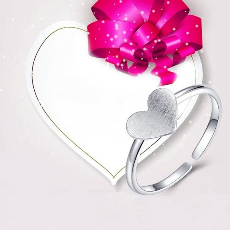 Womens Heart Ring Adjustable Copper Ring Electroplated Silver Finish Minimalist Heart Design Ring For Everyday Wear