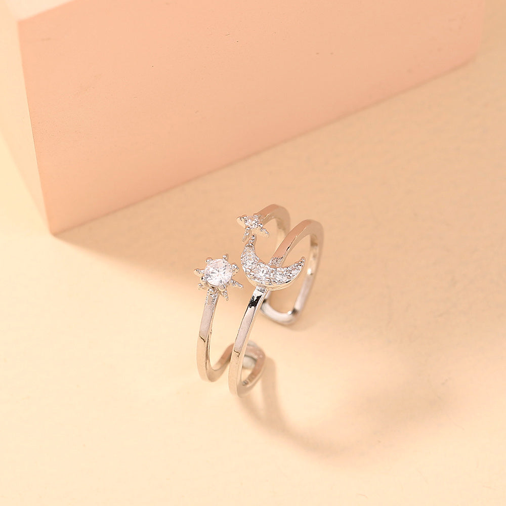 Adjustable Copper Ring With Zircon For Women Jewelry