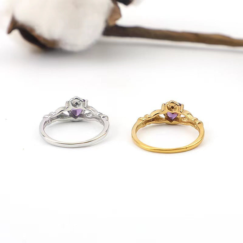 Womens Stainless Steel Geometric Ring With Zircon Electroplated Gold Tone Jewelry For Women Everyday Essentials