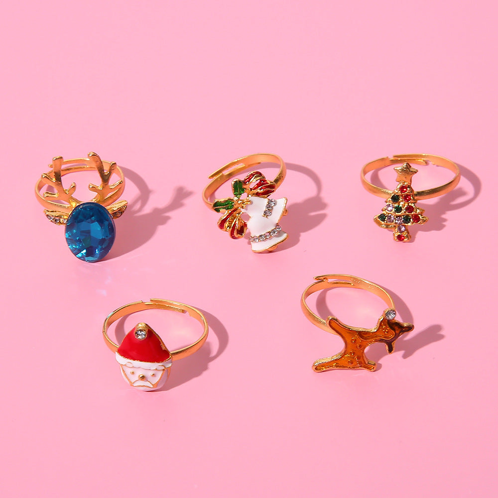 Womens Alloy Ring Christmas Dots Diamond Ring Fashion Jewelry Holiday Gift European American Ring Women Ladies