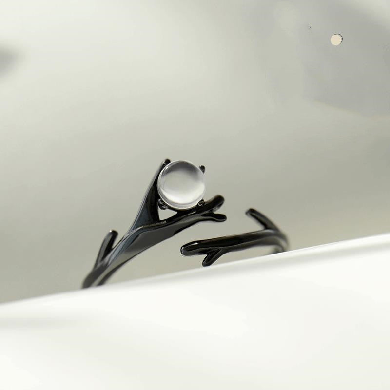 Mens Womens Adjustable Opening 925 Sterling Silver Moon Forest Leaves Ring Gift Engagement Anniversary Gift For Lovers