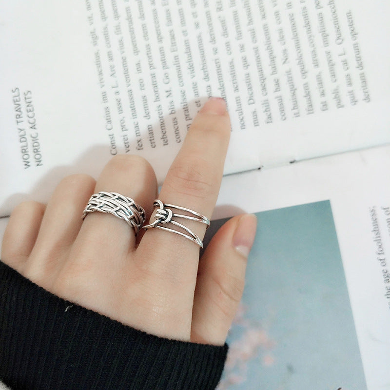 Adjustable Copper Ring Retro Wild Knot Geometric Design Electroplated Statement Jewelry for Women Fashion Jewelry