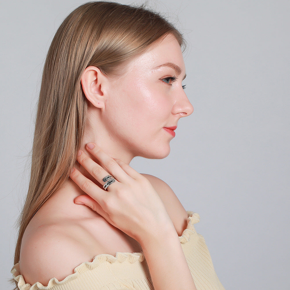 Morse Morse Ring Stainless Steel Open Adjustable Secret Message Minimalist Durable Versatile Jewelry Packaging