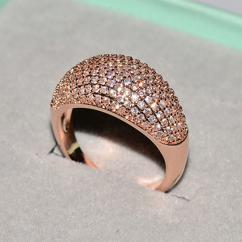 Womens Geometric Copper Ring Gold Plated Inlaid Artificial Gems European American Style Individually Packed UK