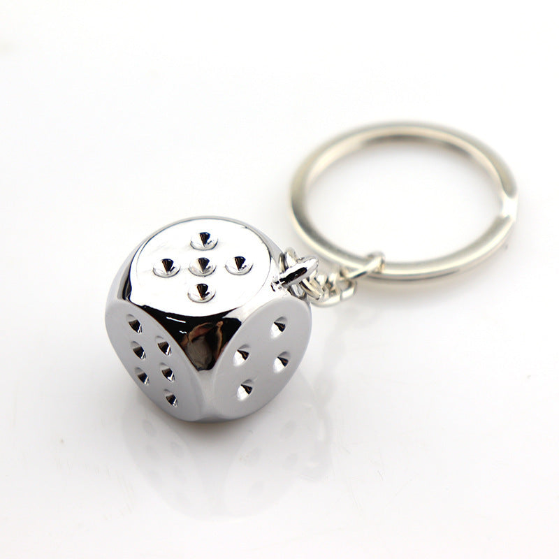 3D Metal Dice Keychain Zinc Alloy Lightweight Simple Design Accessory Unique Dice Pendant Decoration Gift Idea