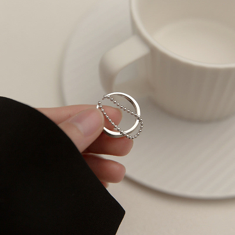 Adjustable Copper Ring Geometric Bead Chain Design 4mm Wide