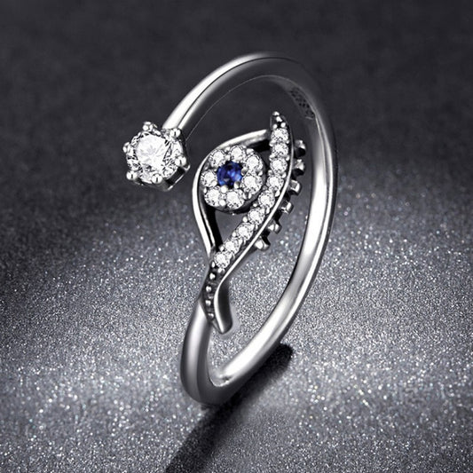 925 Sterling Silver Ring With Diamond Eye Design For Women Gift Jewelry Fashion Accessory Elegant Shine Finish