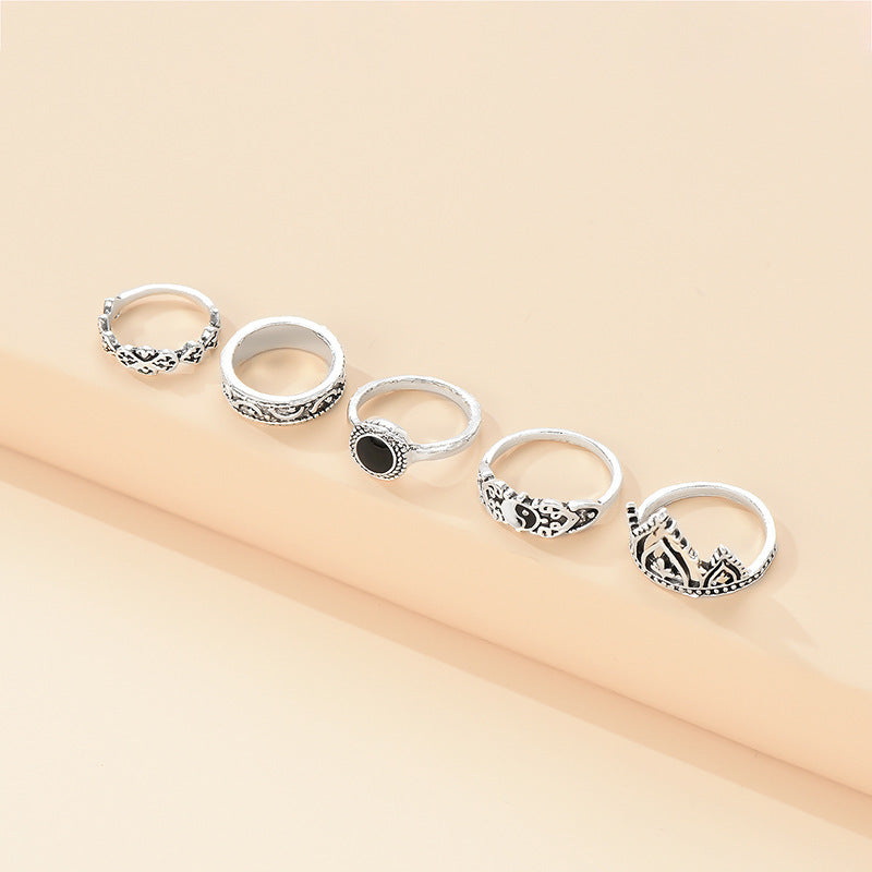 Womens Vintage Geometric Alloy Knuckle Rings Set of 10 Electroplated Stackable Retro Fashion Jewelry Bejeweled