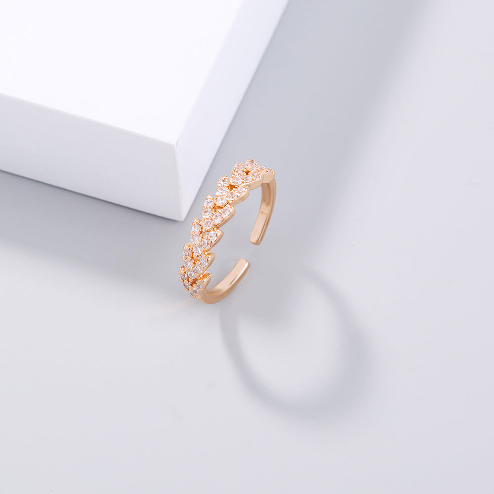 Adjustable Copper Ring With Zircon Arrow Design Europe Fashion Jewelry Ring Set For Daily Style And Confidence