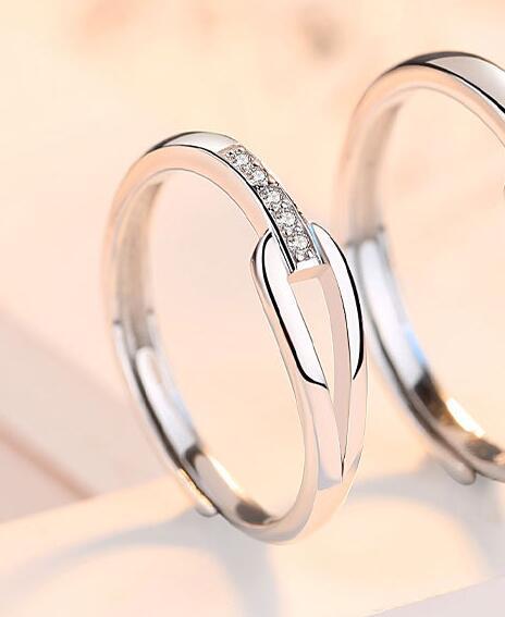 Couple Rings Simple Inlaid Diamonds Anniversary Gift