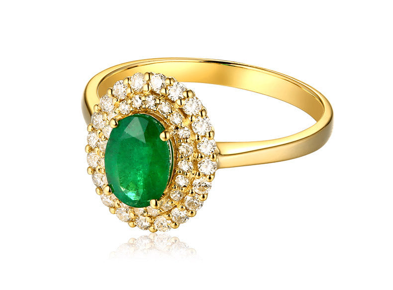 Womens Ring 18KT Yellow Gold Plated Green Tourmaline Emeralds Gemstone Adjustable Fashion Jewelry Gift For Her