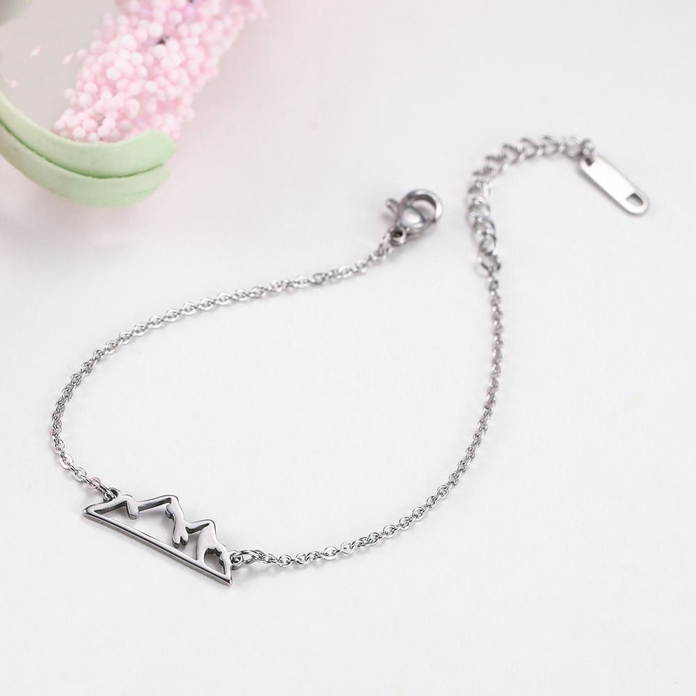 Stainless Steel Mountain Design Bracelets With Tassels For Women Electroplated Jewelry Anniversary Celebrations