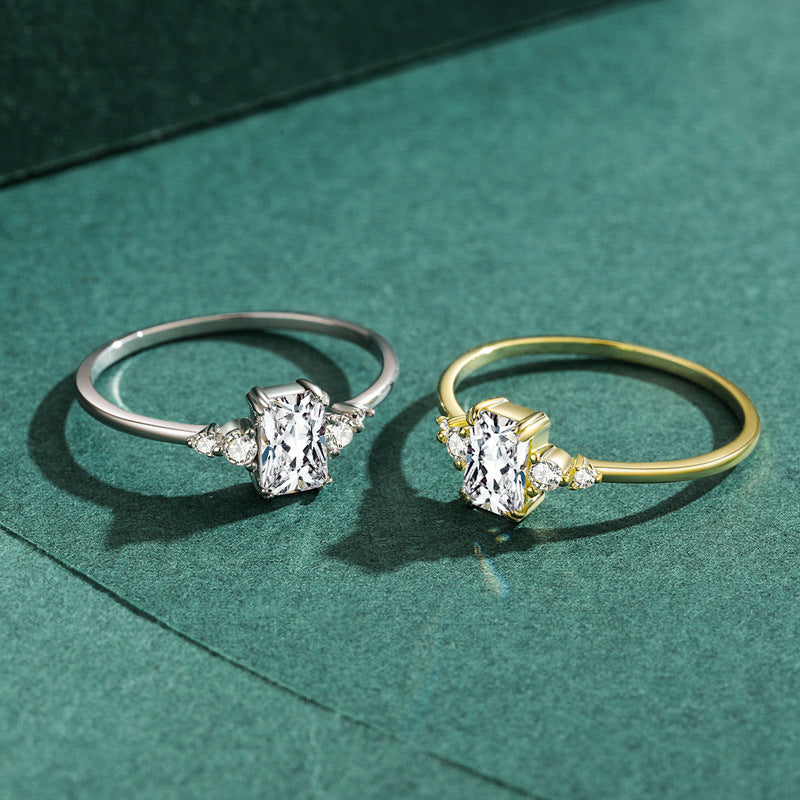 Womens S925 Silver Ring 1 Carat Zircon Classic Cut Engagement Promise Ring for Her Anniversary Gift For Special Occasion