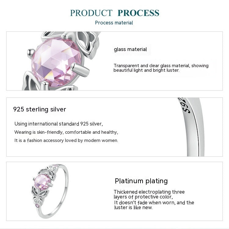 Butterfly Ring for Women Silver White Gold Plated Electroplated Natural Look Jewelry Gift Idea Limited Edition