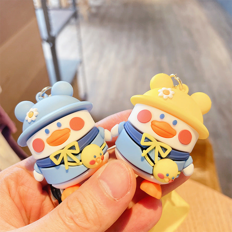 Cartoon Duck Keychain Cute Unisex PVC Pendant Drip Design Durable Plastic Key Accessory For Keys And Bags Gift